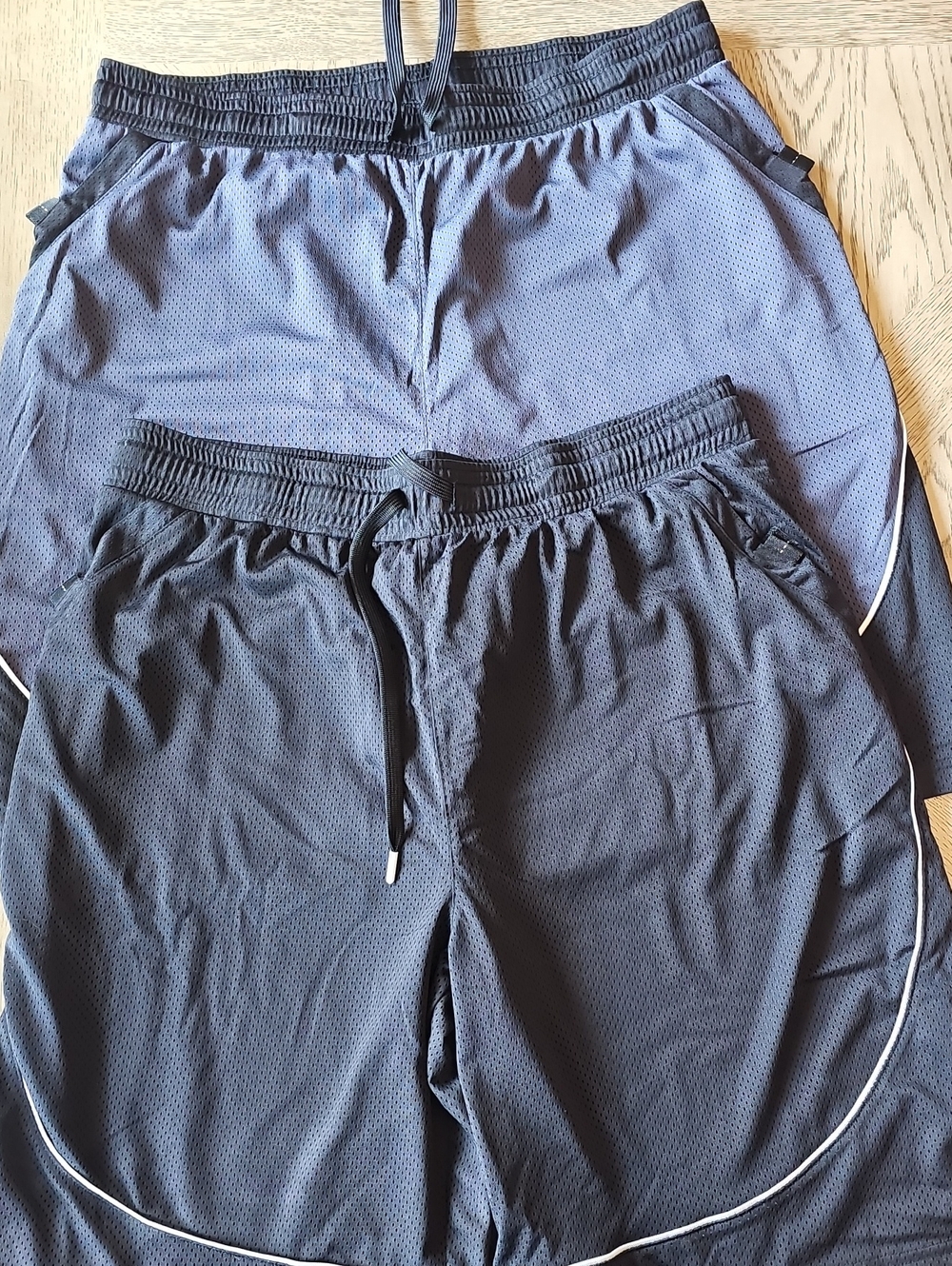 2 Pair And1 Athletic Drawstring Mesh Shorts - Black and Slate/Black XL